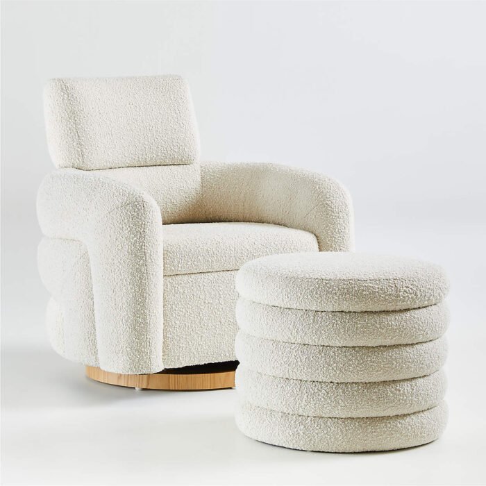 Fauteuil pivotant Snoozer Cream Boucle Nursery